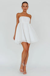 Solis Strapless Baby Doll Mini Dress White